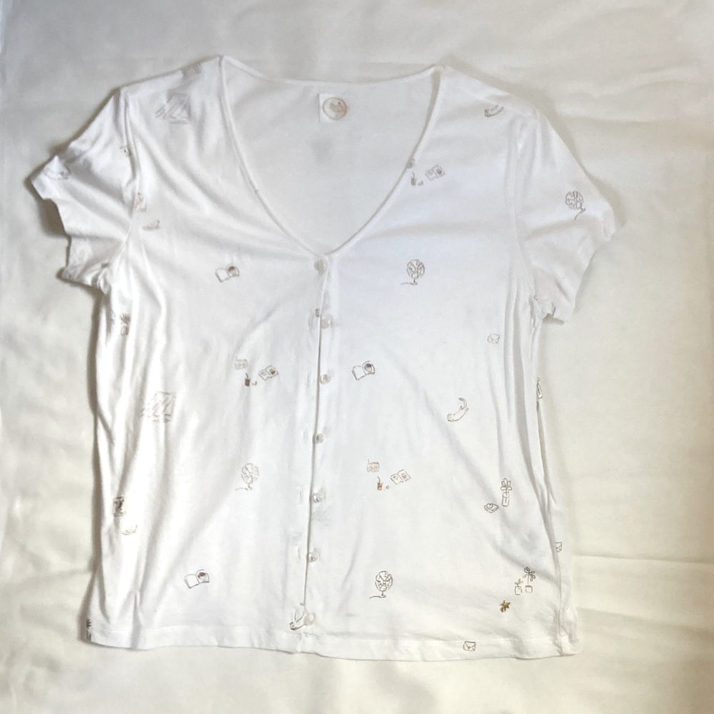 Des Petits Hauts Flowy 100% Cotton Button Down Top